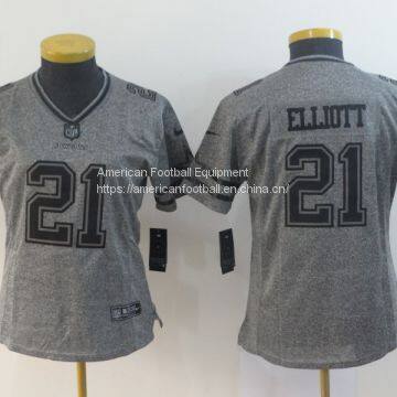 Dallas Cowboys #21 Elliott Women Grey Jersey