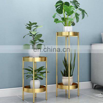 Wrought Iron Flower Plate Plant Stands Commodity Shelf Indoor Flower Rack Double Layer Metal Flower Stand Plate Pot Holder