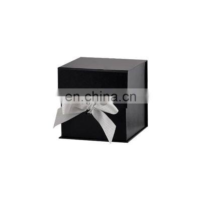 Custom rigid paper luxury black magnetic tealight candle gift box packaging