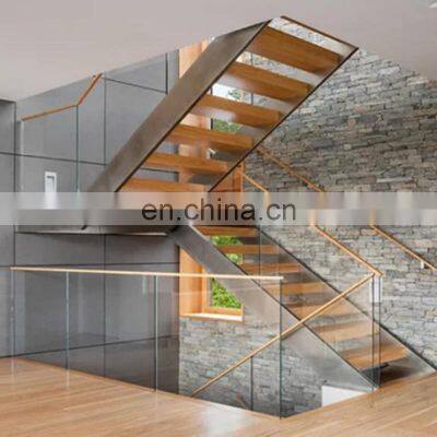 USA hot sale u shape souble beam steel wood stair case