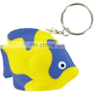 Custom tropical fish shape anti stress reliver PU foam ball key chain