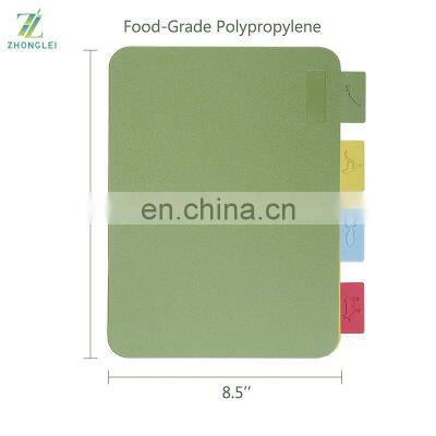 Wood Cutting Board With Mats 4 Color Coded Plastic Cutting Mats Set With Food Icons Non Slip Chopping Board for Kitchen photo-4