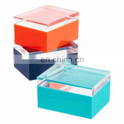 wholesale custom color acrylic display storage box with sliding cover lid