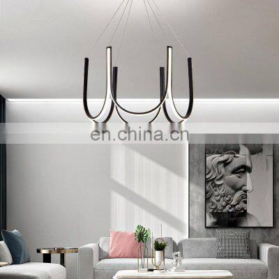 Creative Art Design Chandelier Lamp Nordic Black White Hanging Decorative Iron Pendant LED Lamp
