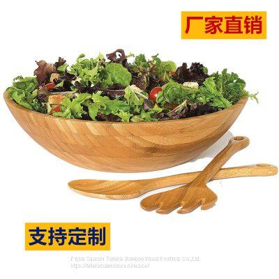 Wholesale salad tool kitchen bamboo cooking utensil salad wholesale serving bambu spoon set