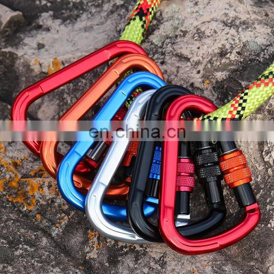 JRSGS 25KN Heavy duty D type Customization Color Aviation Aluminum 7075 Carabiner Climbing Carabiner Snap Hook Clip S7107