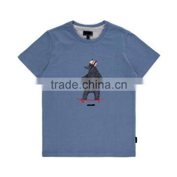 Childrens/Kids Boys' 7-10 Years Blue Skating Bear Print T-Shirt