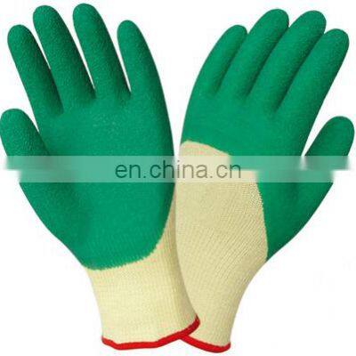 China Free Sample Women Safety Protect Yellow Polyester Lined 3/4 Rubber Latex Coated Gloves