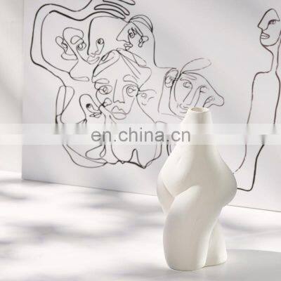 2021 Handmade Nordic White Abstract Minimalist Home Decor Accessories Ceramic Female Body Flower Vase photo-3