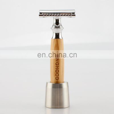 No Disposable Olivewood Handle Double Edge Blade Razor Safety Razor Face  Laser on The Razor Head/handle 11.5*4.3cm