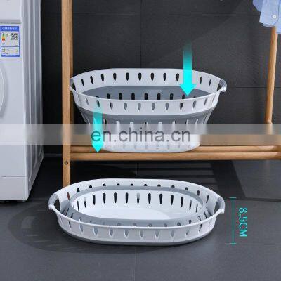 Plastic Loundry Organizer Large Kid Oval Foldable Bathroom Laundry Hamper Collapsible Storage Basket photo-3