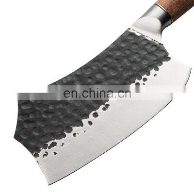 7.5 Inch Professional Forged Hammered Stainless Steel Kitchen Chopping Knife Cleaver With Rose Wood Handle Butcher Knife photo-2