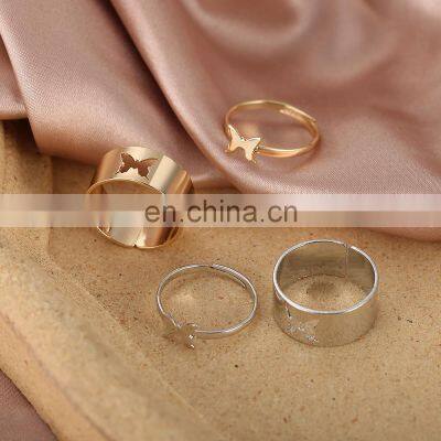 Trendy Gold Butterfly Rings For Women Men Lover Couple Rings Set Friendship Engagement Wedding Open Rings 2021 Jewelry photo-5