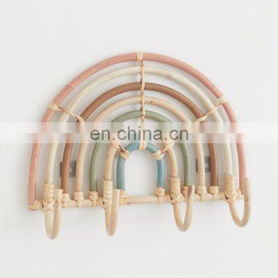 Hot Sale Rainbow-shaped hanging rack rattan Wall Hook Wall Decoration Vintage wicker hanger Wholesale Vietnam Supplier