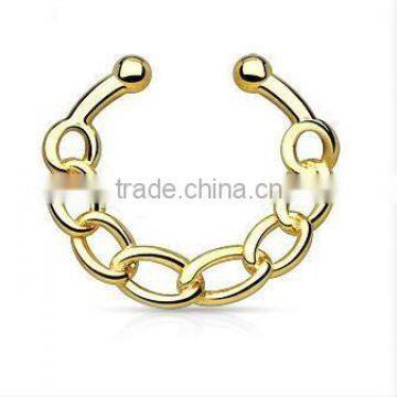 Chain Fake Septum Clicker Nose Piercing Body Jewelry
