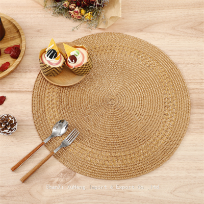 Wholesale 38 cm Gold Colored Round Woven Table Place Mat For Wedding Table Decoration