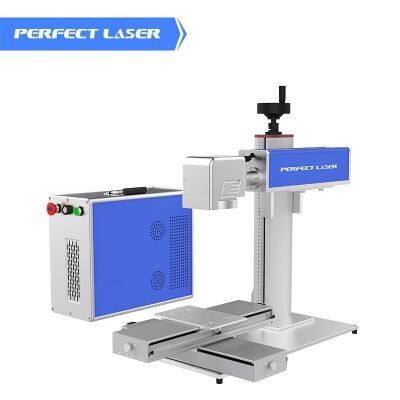 Perfect Laser 20-50W Plastic Metal Fiber Laser Engraver Marking Machine With Electric Shift Working Table