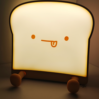 Cute Night Light Cartoon Toast Bread Led Lamp Mobile Phone Holder Bedroom Bedside Silicone USB Atmosphere Light Birthday Gifts