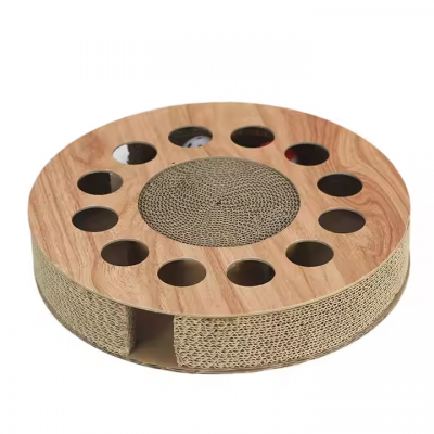 Cat scratching board track cat toy, with catnip for indoor cats - circular busy box scratching