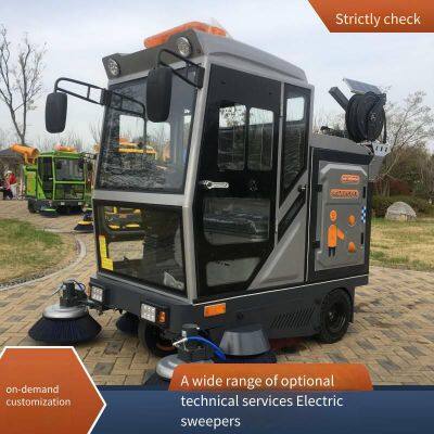 Small Outdoor Electric Road Sweeper, New Energy Street Sweeper, Easy to Operate, With High-pressure Cleaning