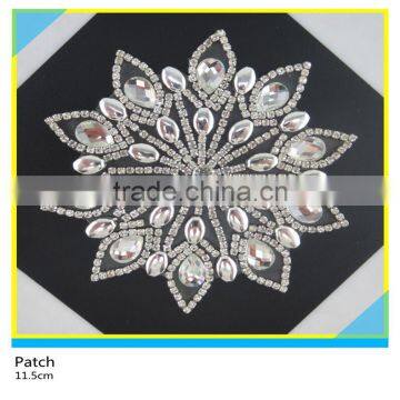 Hot Fix Crystal Glass Stone Applique Horse Eye Mix Waterdrop Rhinestone Patch 10x10cm