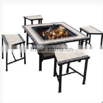 2015 New design outdoor mosaic fire pit table chair sets