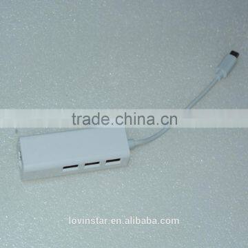 China Factory Price Type C USB-C Cable Adapter 3 USB Ports RJ45 Ethernet Connector for Macbook 12" for Dropshipping photo-6