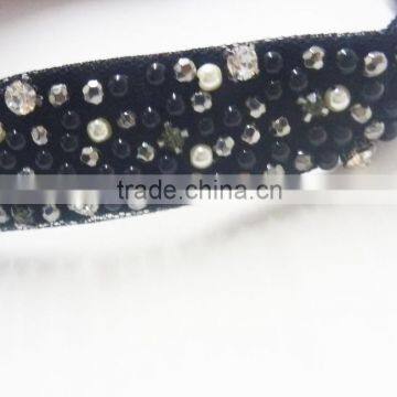 FASHION FABRIC HAND SEWN BEADED RHINESTONE HEAD BAND photo-2