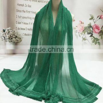 High Grade Large Long Solid Plaini Eyelash Lace Brim 100% Real Silk Scarves for Women