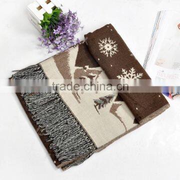 Best Selling FashionJacquard Snow Pattern Women Winter Wool Scarf photo-5