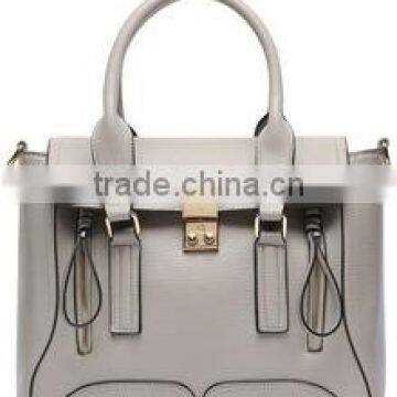 Gray Push Lock Zipper PU Shoulder bag lady clutch handbag