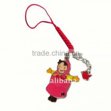 2011 novel The Little Red Riding Hood metal mobile phone chain/ happy girl metal chain with colorful glass for keys and phones