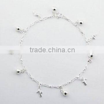 Delicate Silver Anklet Cute Seahorse Charms & Spheres