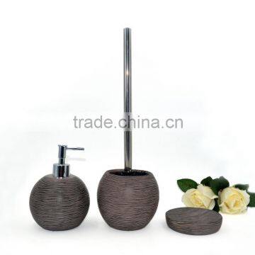 Beige Ribbed Polyresin Bathroom Accessories Set for Hotel and Home photo-5