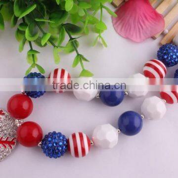 Top Quality America Independent Day Use Color chunky Acrylic Necklace /child acrylic necklace/chunky bead necklace!!!