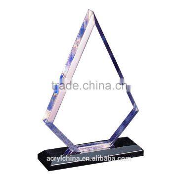 Manufacturer high quality cheap acrylic award trophies customized Text Printing Glass Trophies and Awards