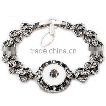 Snap Bracelet&Bangles Newest Design Chain Antique Silver Plated 18mm Ginger Snap Button Bracelet pulseras vintage Snap Bracelets
