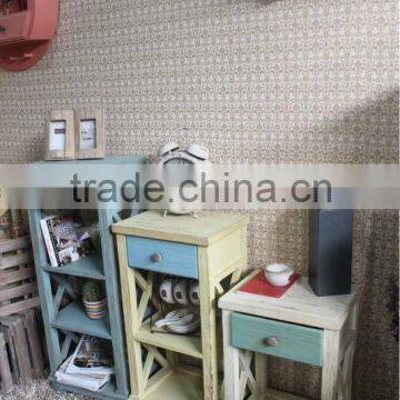 Antique wooden bookcase with desk set of 3
