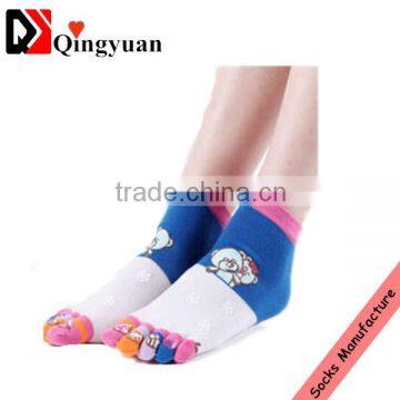 summer high quality Five fingers female cone cute cartoon cotton toe socks