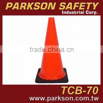 TAIWAN Top Grade PVC Black Base Traffic Pylons 70cm UV Resistance Long Lasting TCB-70