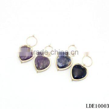 Natural Heart Purple Amethyst Drop Earrings