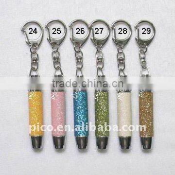 Different colors glitter mini metal torch with keychain