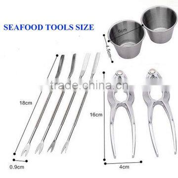Stainless Steel Seafood Serving Set 8 Piece Included 2 Lobster Crackers ,4 Seafood Forks And 2 Condiment Sauce Cups photo-2