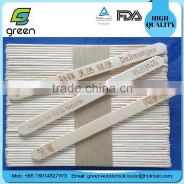 hot sale 114mm nature birch wooden ice cream stick with hot stamping prints with ecofriendly