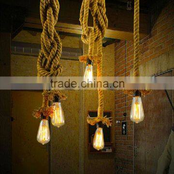 Vintage Rope Pendant Light Lamp Loft Creative Personality Industrial Lamp Edison Bulb American Style For Living Room 110v