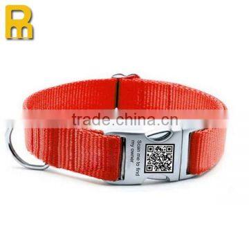 Metal buckle pet dog collar with unique laser QR code