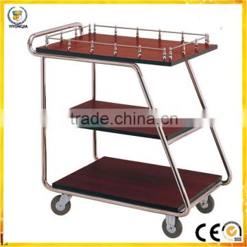 steel& wooden service liquor trolley 3 three layers for hotel air restaurant Superior