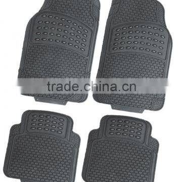 Universal Fit 3-piece Full Set Ridged Heavy Duty Rubber Floor Mat Manufacturer(Black)