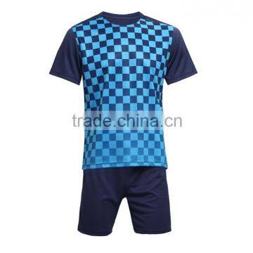 2016 100% polyester polyester blue soccer uniforms