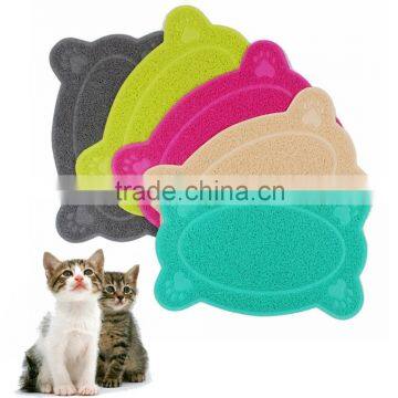 Cats Puppy Paw Shape PVC Placemat Pet Cat Dish Bowl Feeding Food Mat Wipe Clean